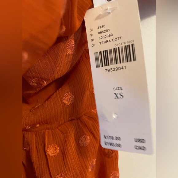 NWT Anthropologie Ruched Tiered Dress Terra Cotta Size XS - Picture 10 of 15